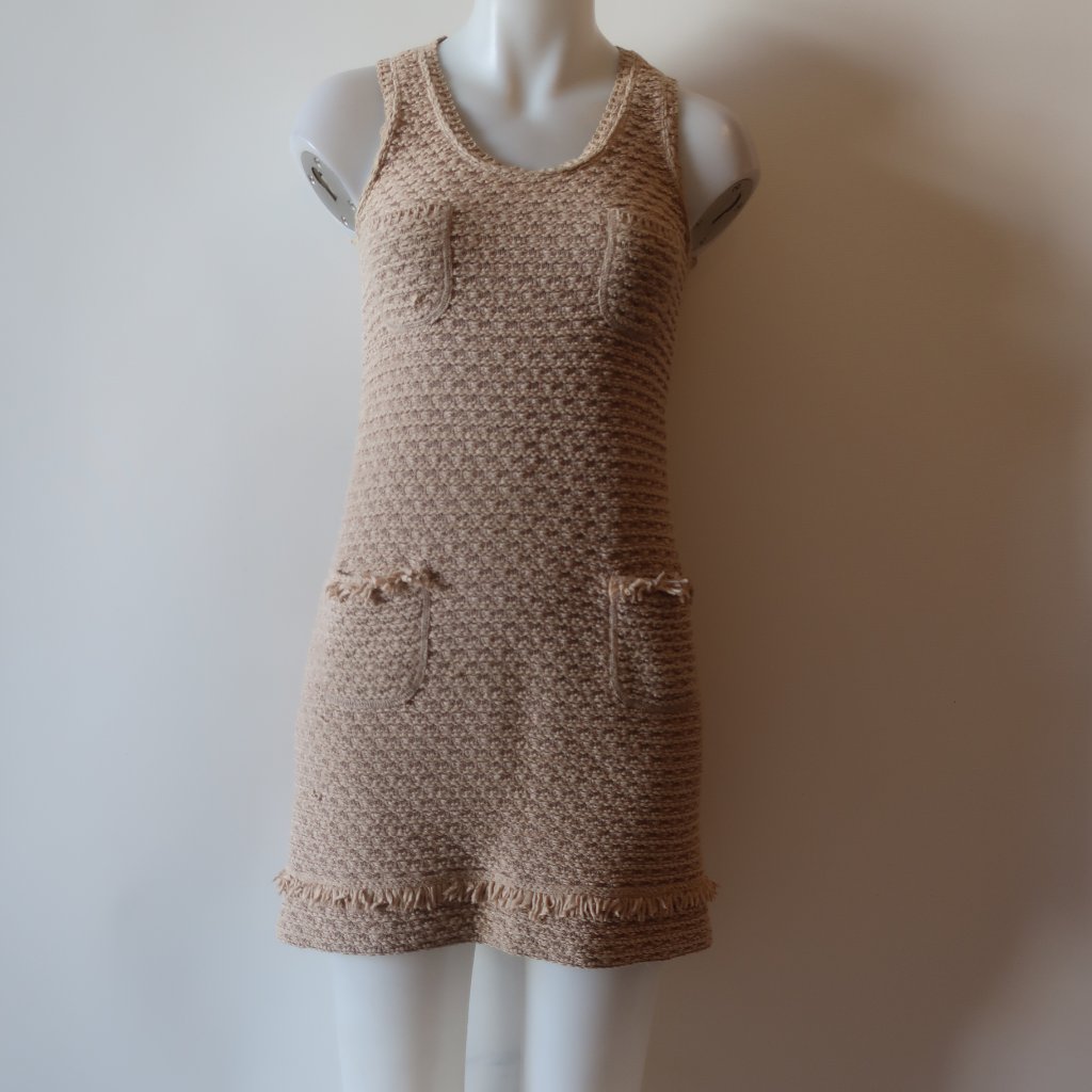 Womens Lil Pour L'autre Zoe Tan Knit Sleeveless Bodycon Mini Dress 36 Us/8 *